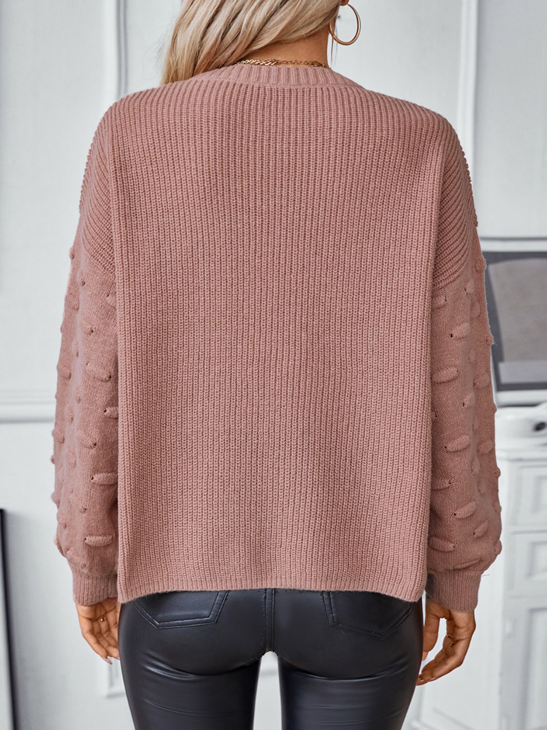 Round Neck Drop Shoulder Sweater-Angel Casuals