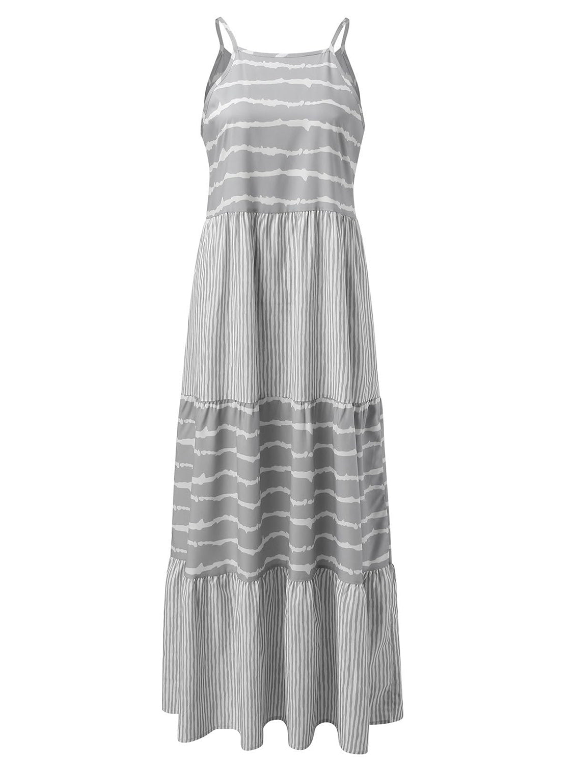 Tiered Striped Sleeveless Cami Dress-Angel Casuals