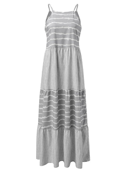 Tiered Striped Sleeveless Cami Dress-Angel Casuals