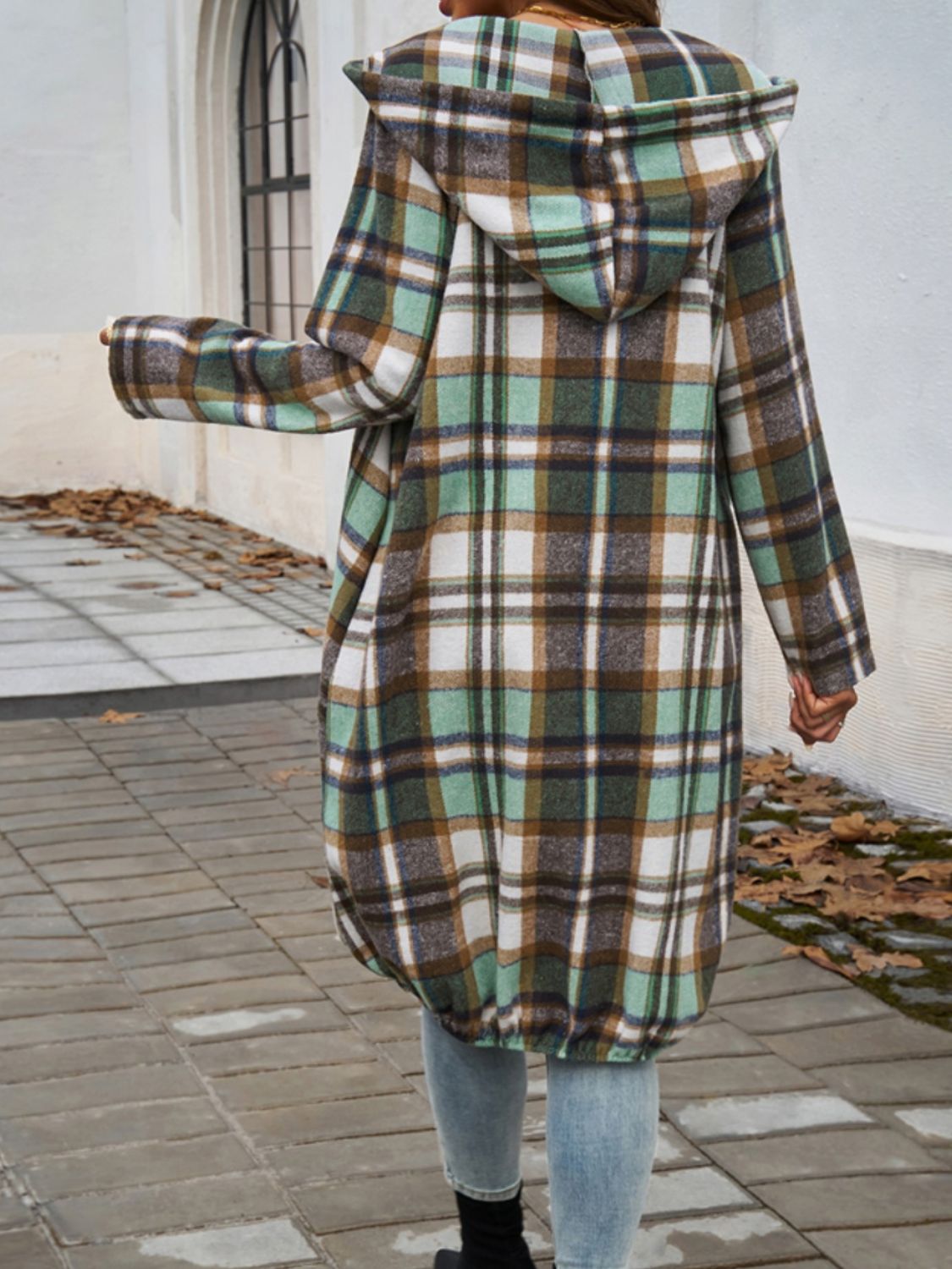 Devine Plaid Zip Up Hooded Coat-Angel Casuals