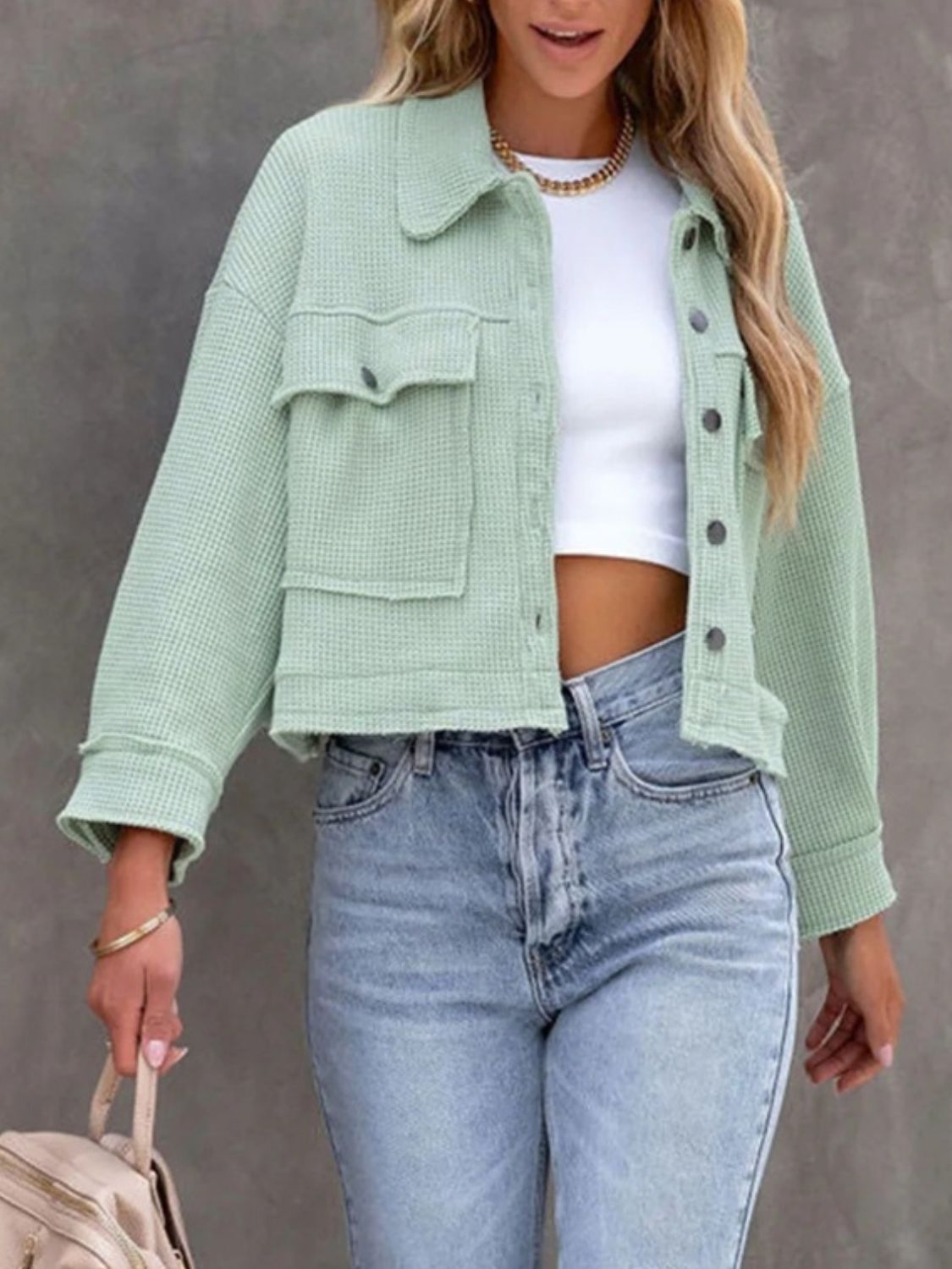 Button Up Long Sleeve Jacket-Angel Casuals