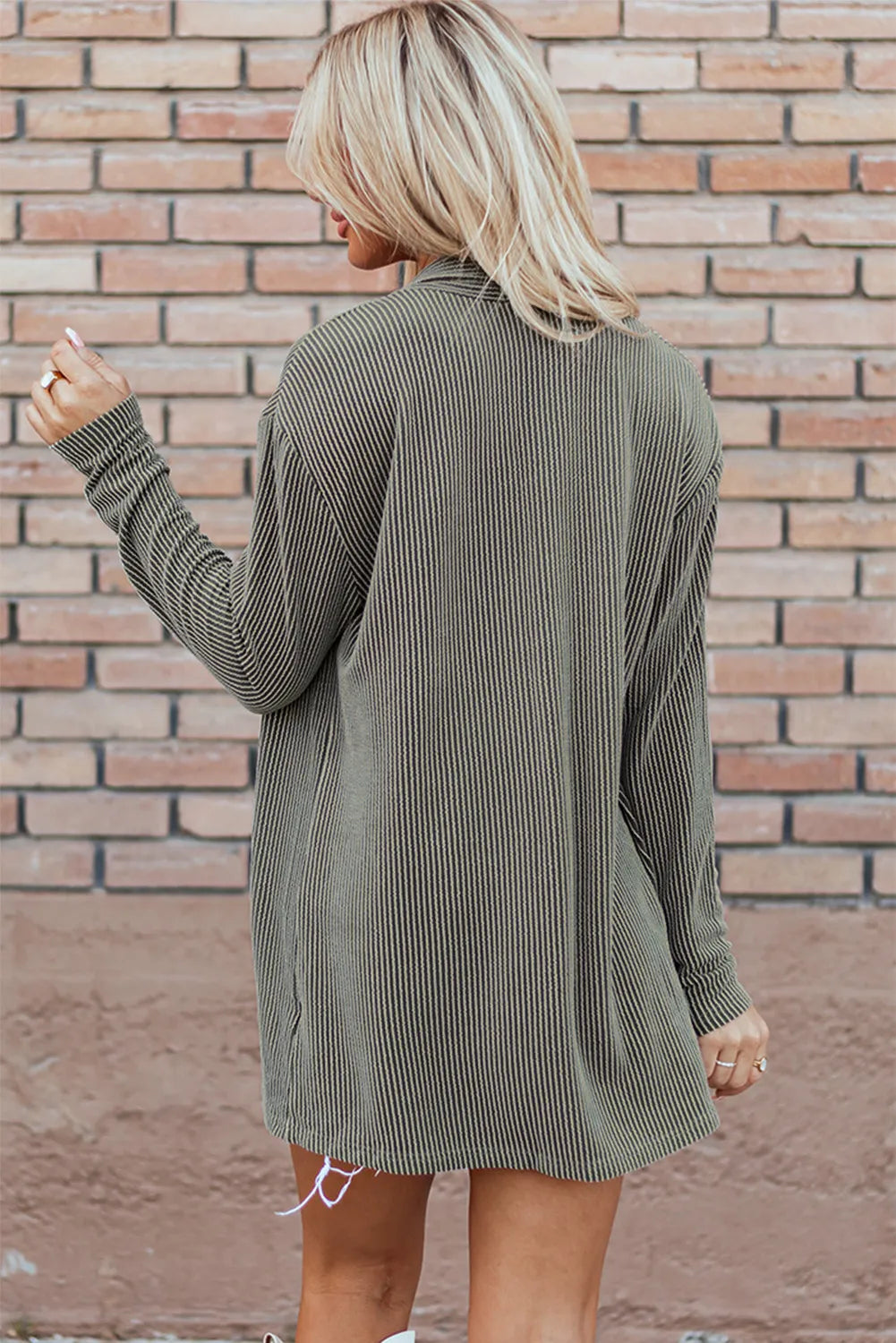 Textured Open Front Long Sleeve Cover Up-Angel Casuals