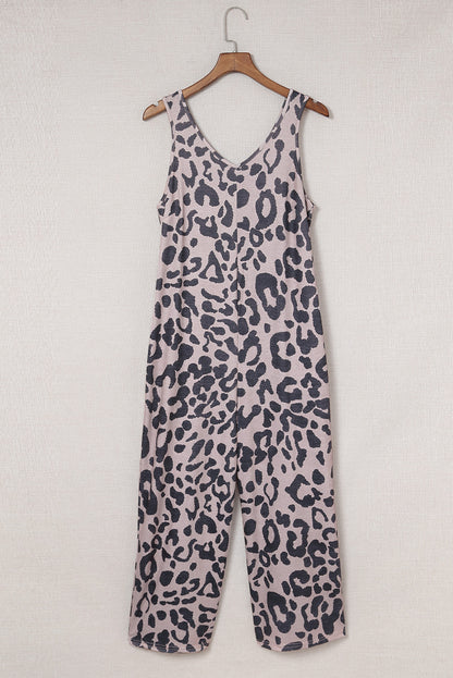 Leopard Sleeveless Wide Leg Jumpsuit-Angel Casuals