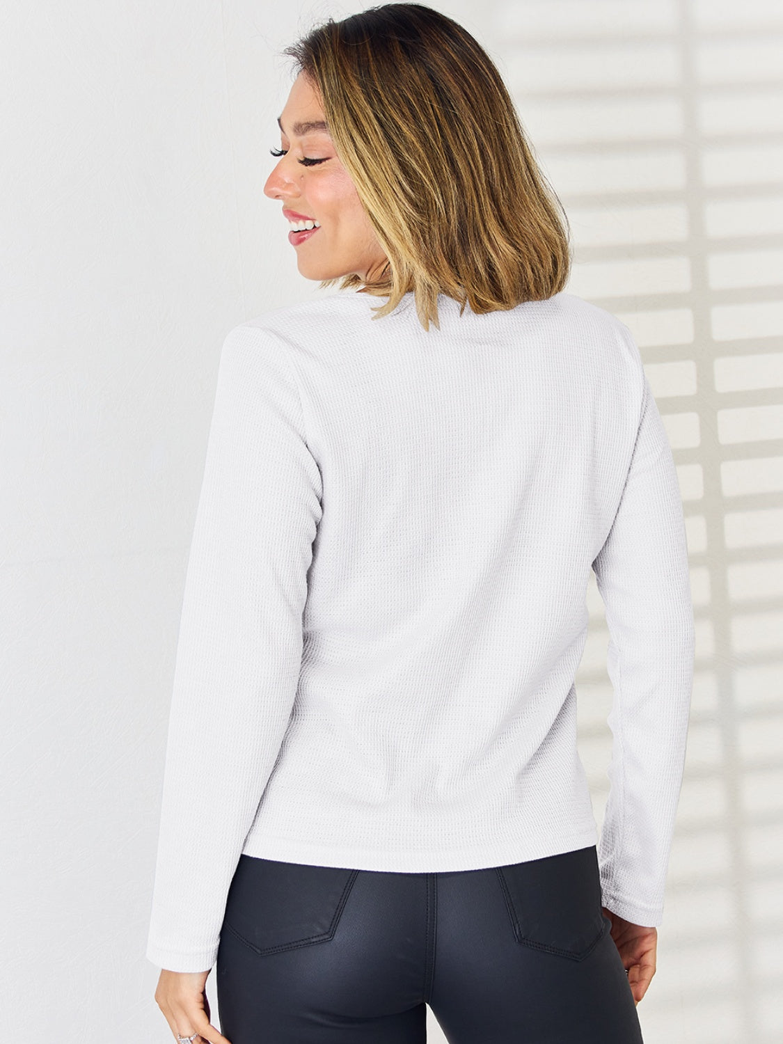 Notched Long Sleeve T-Shirt-Angel Casuals