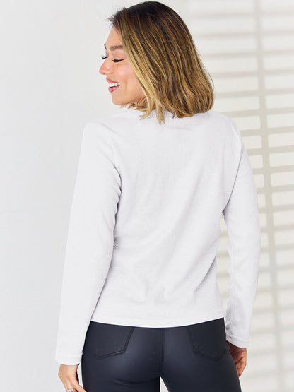 Notched Long Sleeve T-Shirt-Angel Casuals