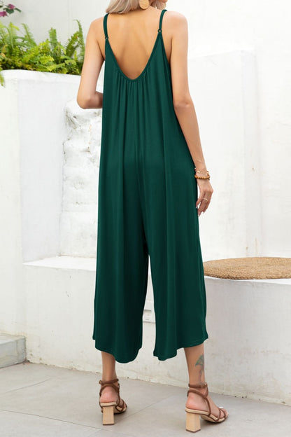 Spaghetti Strap Scoop Neck Jumpsuit-Angel Casuals