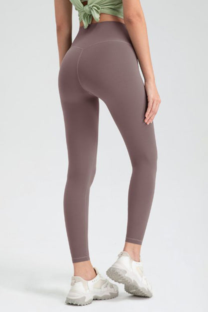 Wide Waistband High Waist Sport Leggings-Angel Casuals