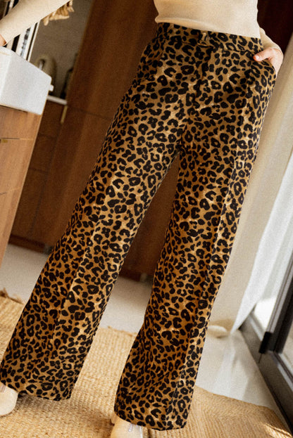 Leopard Wide Leg Pants-Angel Casuals