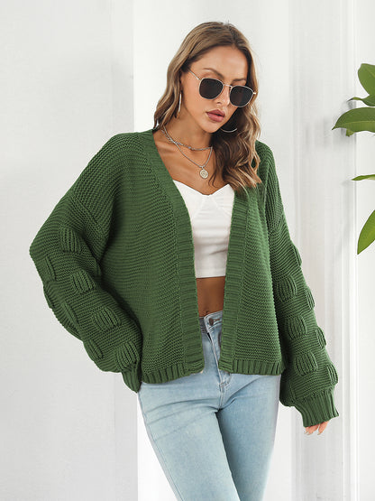 Open Front Ribbed Trim Cardigan-Angel Casuals