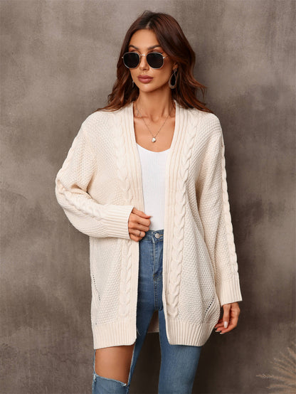 Warm Fall Mixed Knit Open Front Longline Cardigan-Angel Casuals