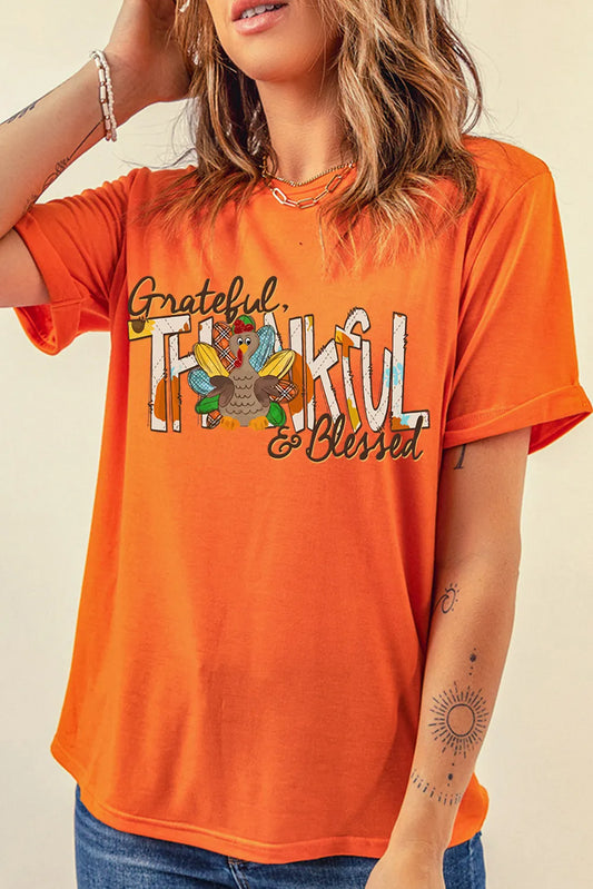 Graphic Round Neck Short Sleeve T-Shirt-Angel Casuals