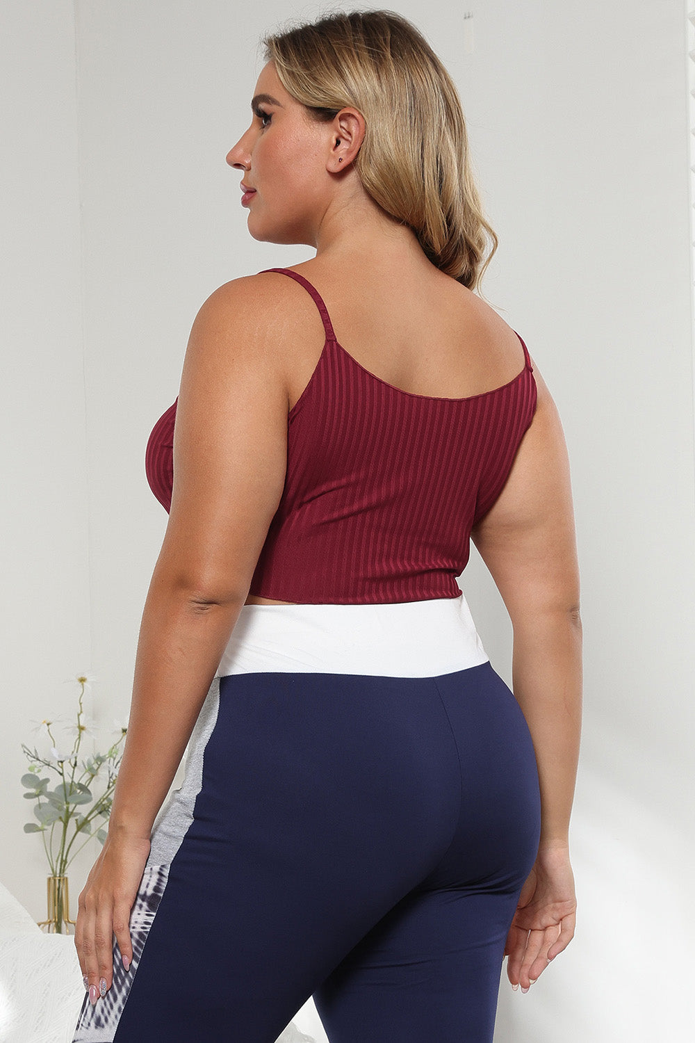 Plus Size Ribbed Spaghetti StrapTop-Angel Casuals