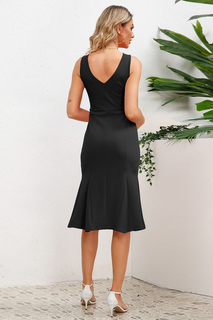 Wide Strap Wrap Fishtail Dress-Angel Casuals