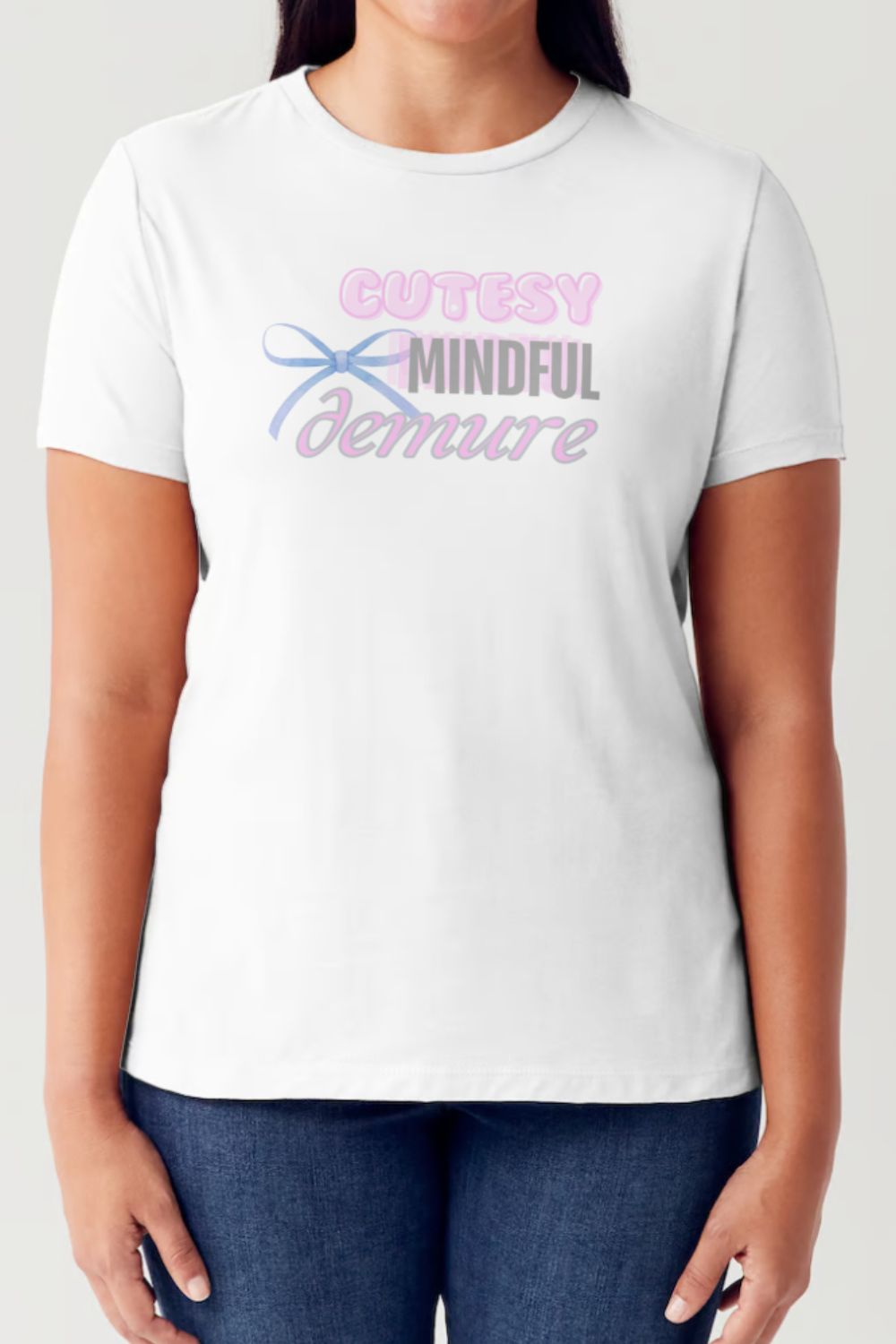 Simply Love Full Size CUTESY MINDFUL DEMURE Short Sleeve Tubular T-Shirt-Angel Casuals