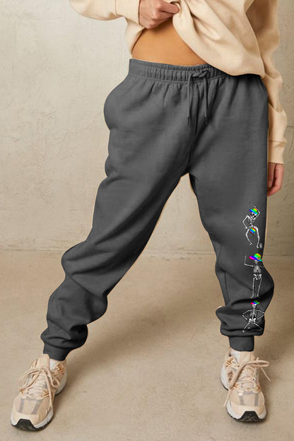 Simply Love Full Size SKELETON Graphic Sweatpants-Angel Casuals