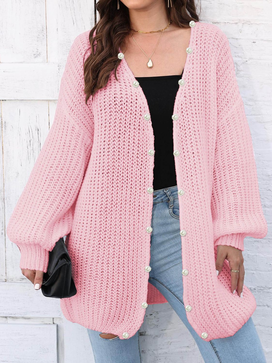 Open Front Long Sleeve Cardigan-Angel Casuals