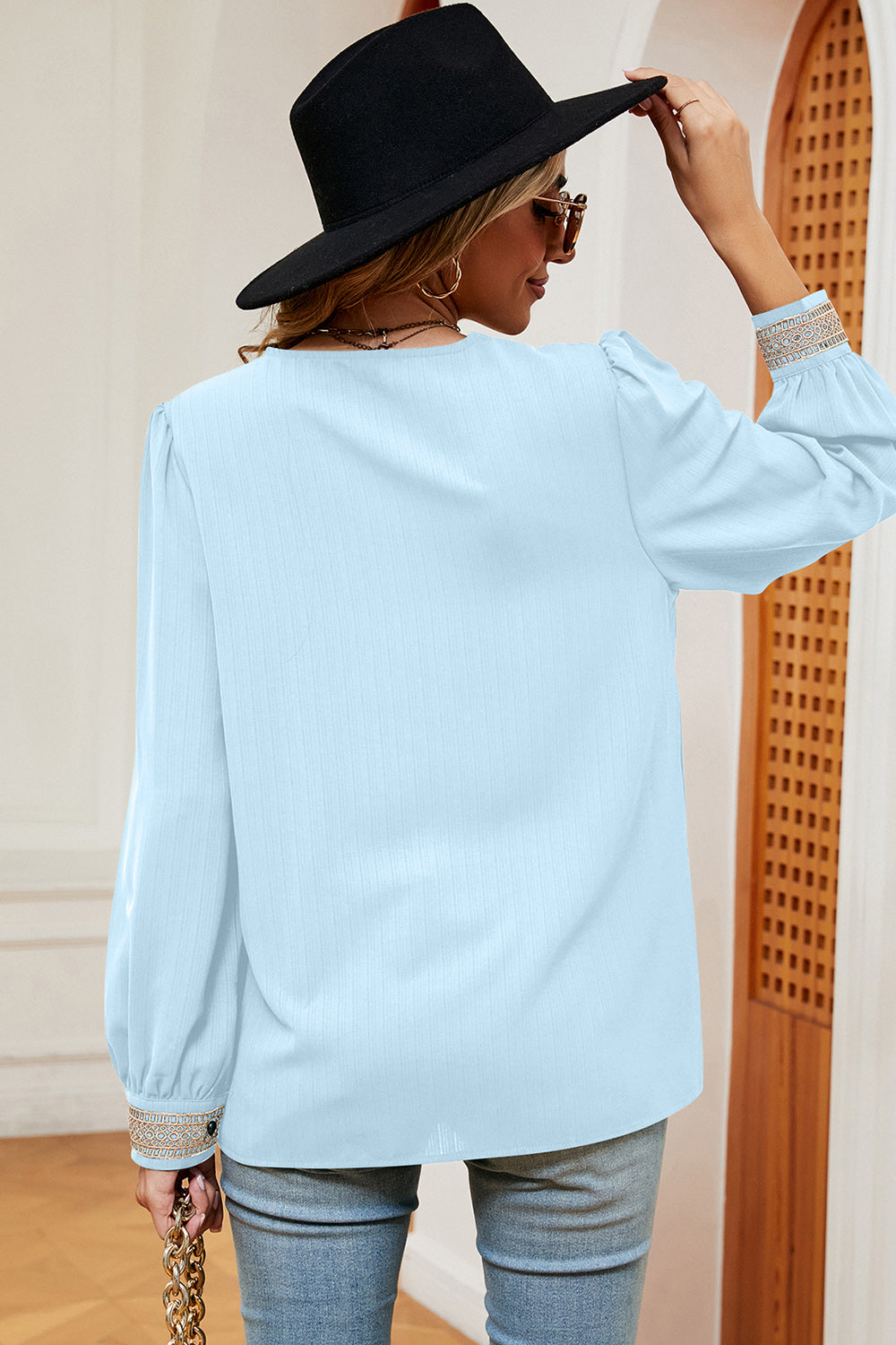 V-Neck Long Sleeve T-Shirt-Angel Casuals