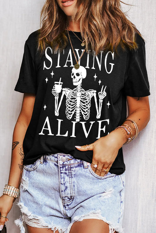Graphic Round Neck Short Sleeve T-Shirt-Angel Casuals