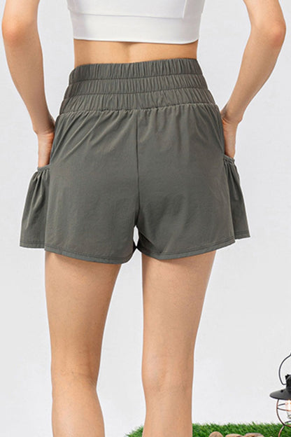 Elastic Waist Pocketed Active Shorts-Angel Casuals