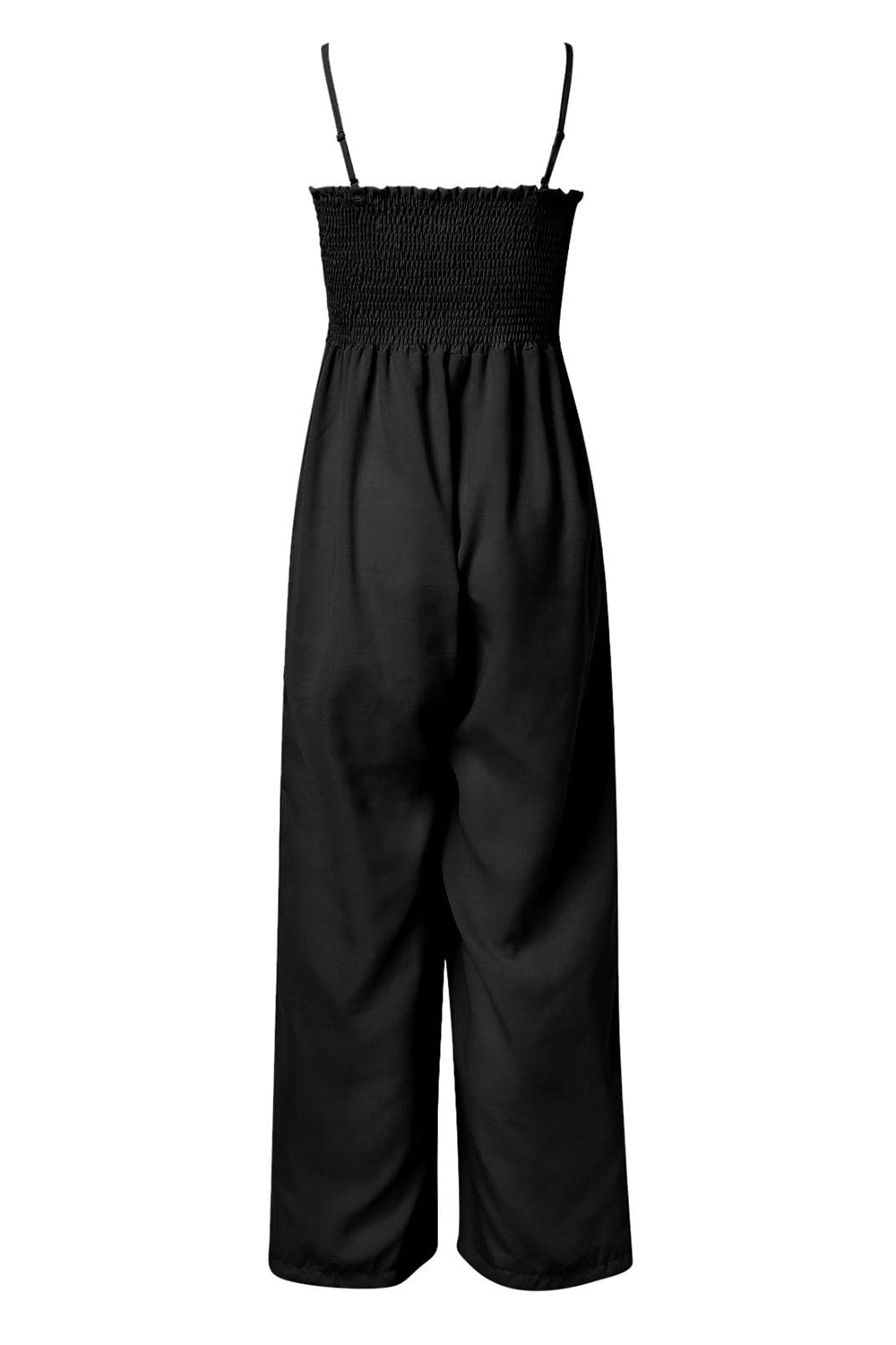 Smocked Spaghetti Strap Wide Leg Jumpsuit-Angel Casuals