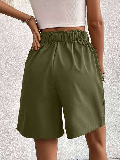 Pocketed Half Elastic Waist Shorts-Angel Casuals