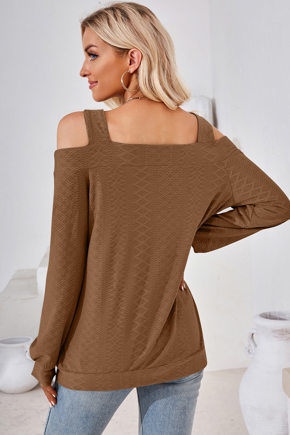 Cutout Square Neck Cold Shoulder T-Shirt-Angel Casuals