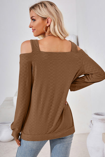 Cutout Square Neck Cold Shoulder T-Shirt-Angel Casuals