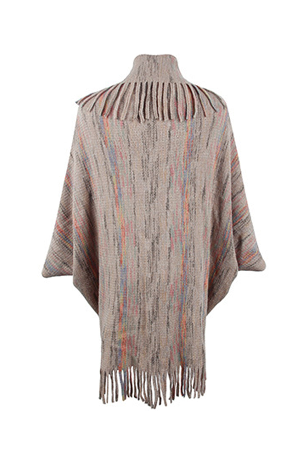 Fringe Detail Printed Poncho-Angel Casuals