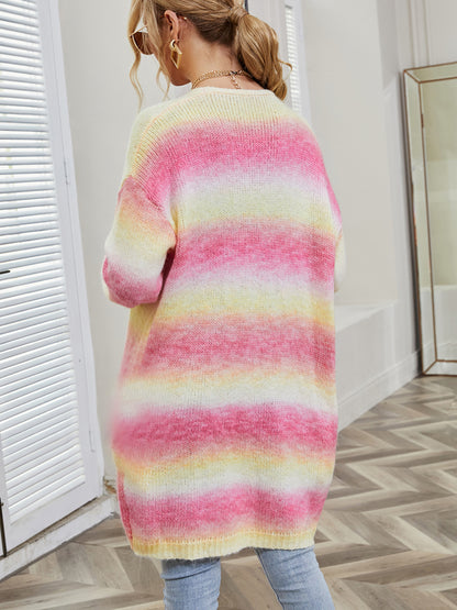 Angel Wings Full Size Pocketed Open Front Gradient Cardigan-Angel Casuals