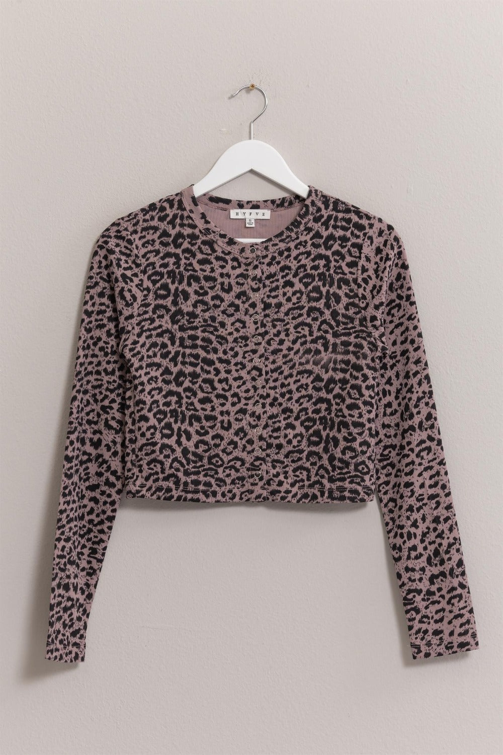 HYFVE Animal Print Snap Down Crop Cardigan-Angel Casuals