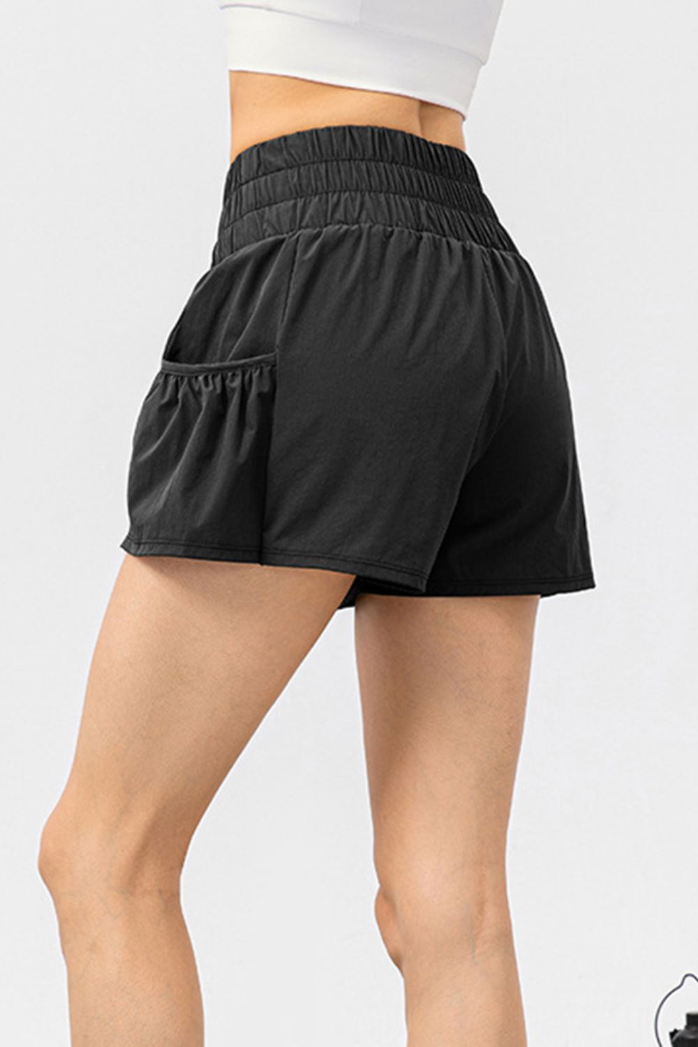 Elastic Waist Pocketed Active Shorts-Angel Casuals