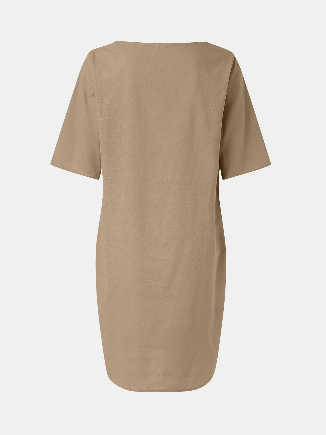 Full Size Round Neck Half Sleeve Dress with Pockets-Angel Casuals