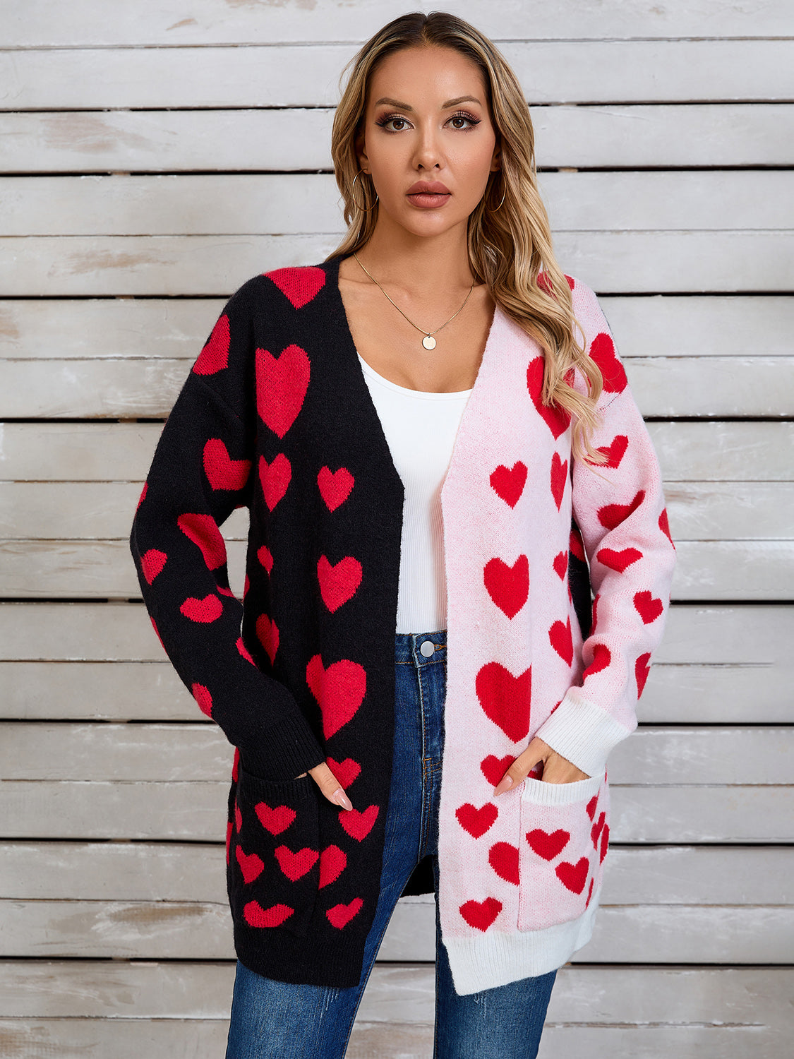 Angel Wings Heart Open Front Long Sleeve Cardigan-Angel Casuals