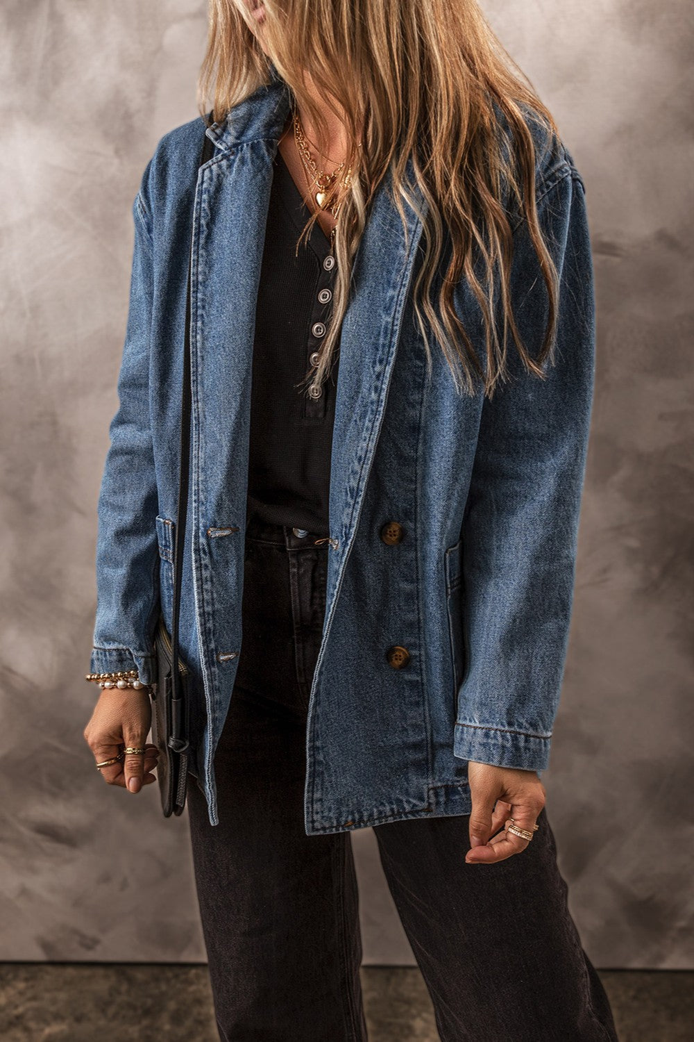 Pocketed Long Sleeve Denim Jacket-Angel Casuals