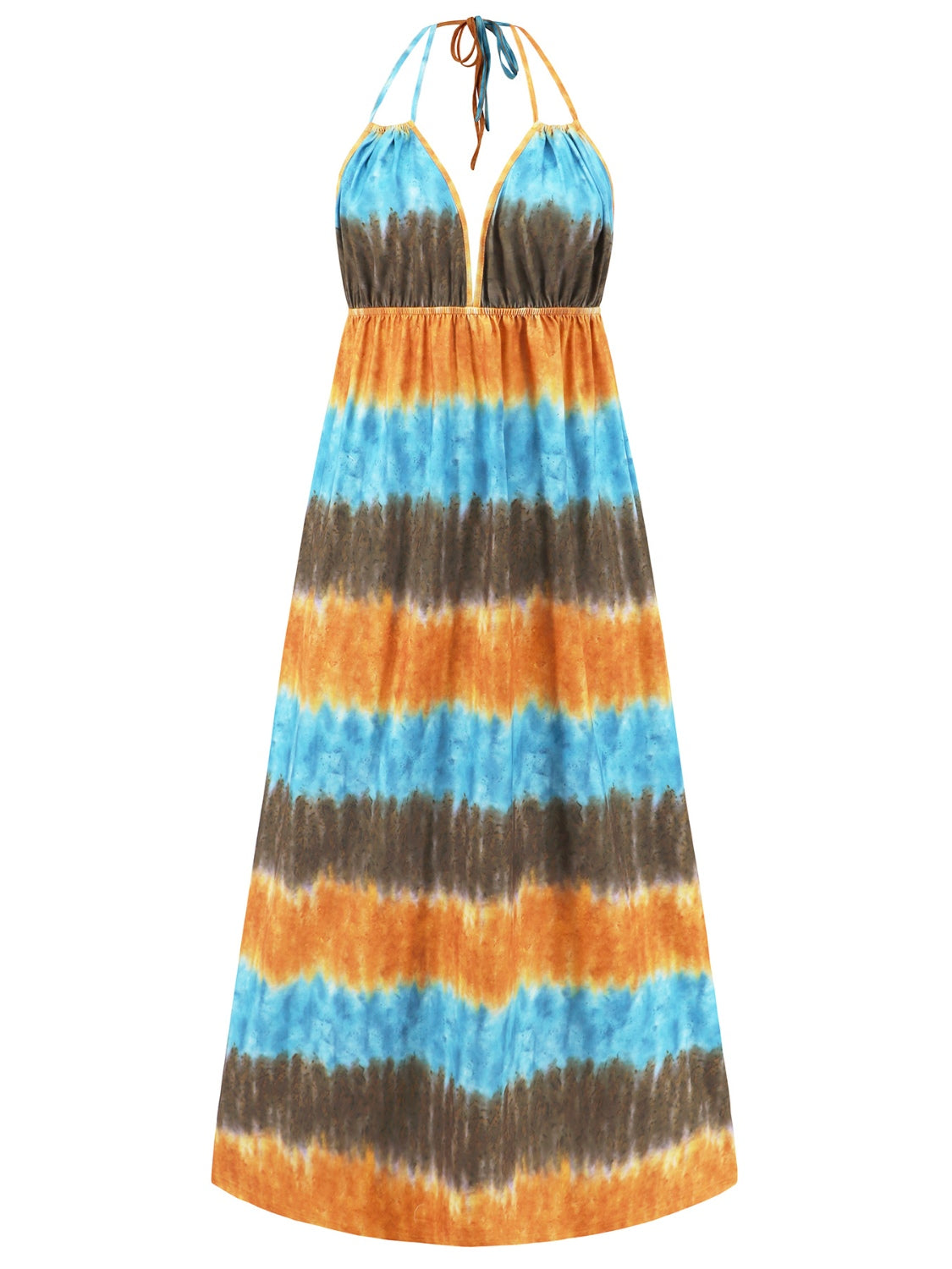 Tie-Dye Halter Neck Sleeveless Dress-Angel Casuals