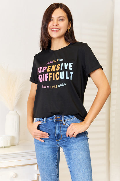 Simply Love Slogan Graphic Cuffed Sleeve T-Shirt-Angel Casuals