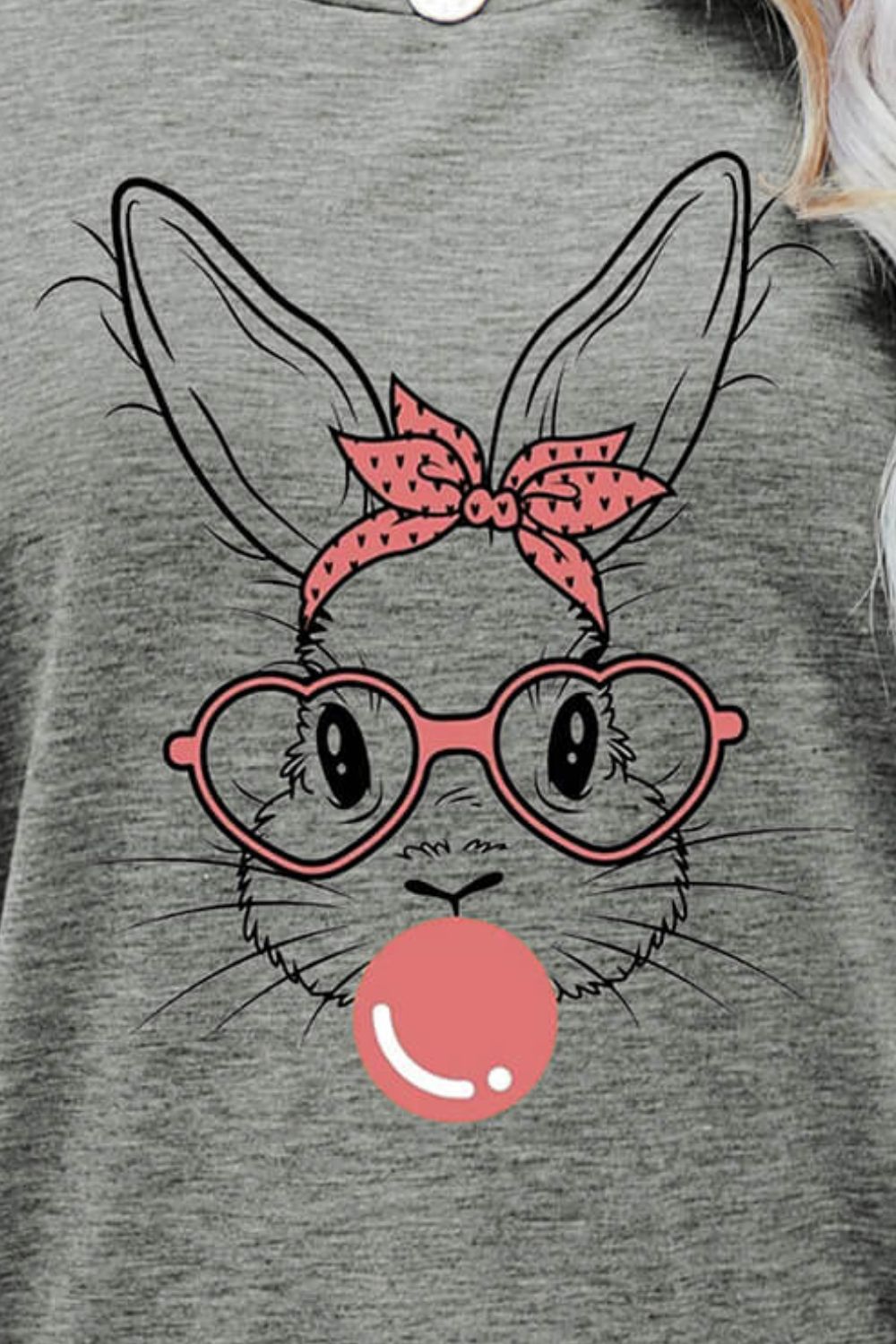 Easter Bunny Graphic Round Neck T-Shirt-Angel Casuals