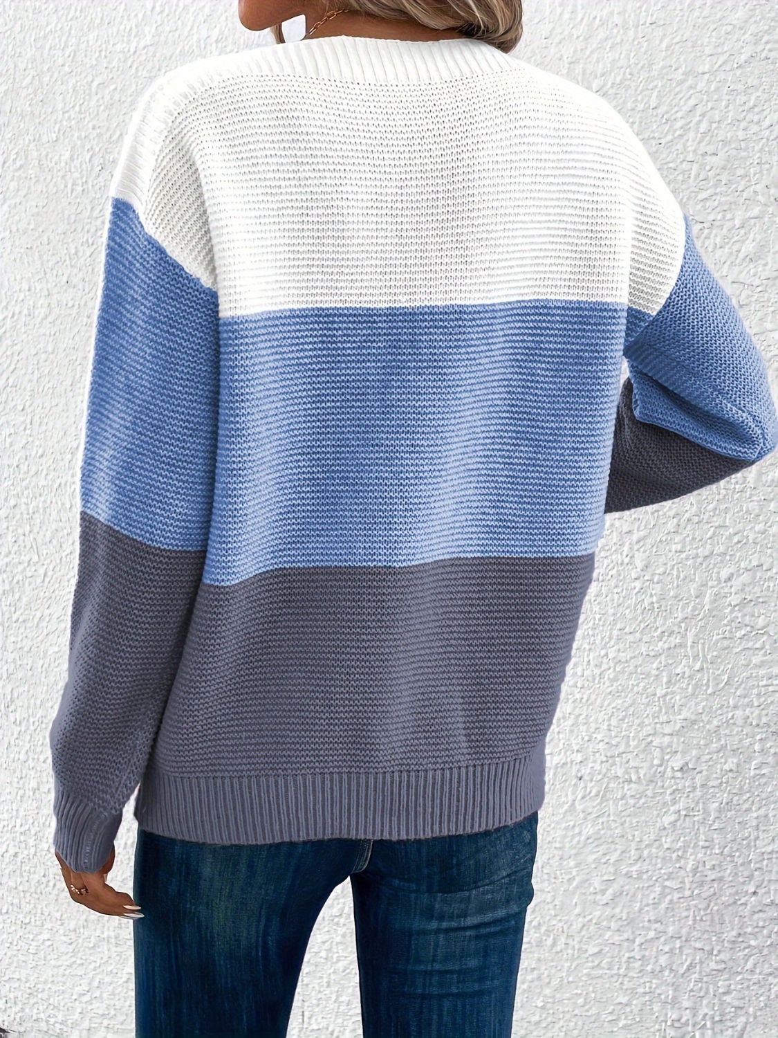 Color Block Boat Neck Sweater-Angel Casuals