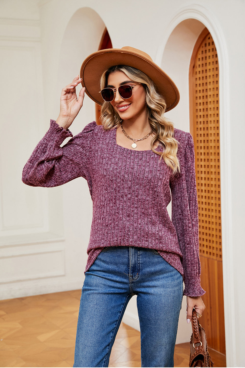 Square Neck Puff Sleeve Top-Angel Casuals