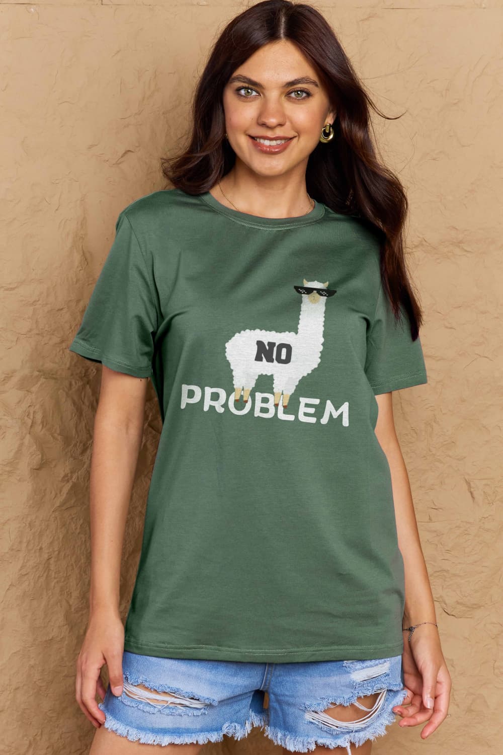 Simply Love Full Size NO PROBLEM Graphic Cotton Tee-Angel Casuals