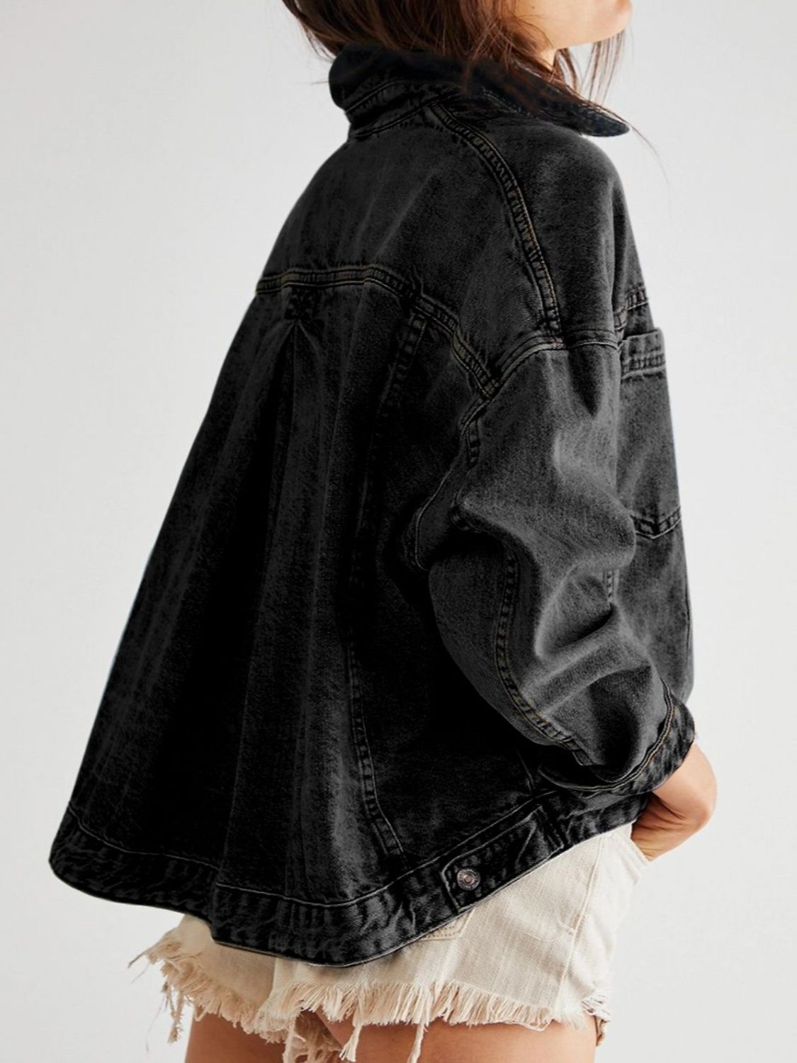 Pocketed Button Up Denim Jacket-Angel Casuals