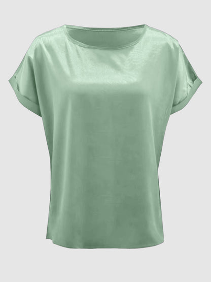 Round Neck Short Sleeve T-Shirt-Angel Casuals