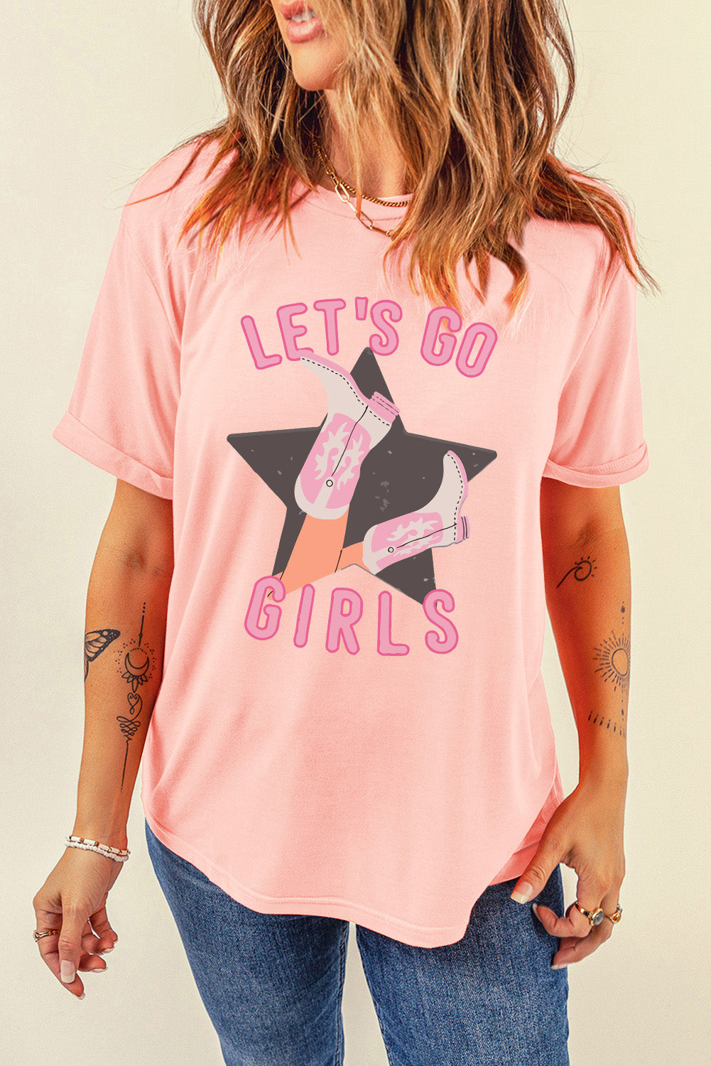 Graphic Round Neck Short Sleeve T-Shirt-Angel Casuals