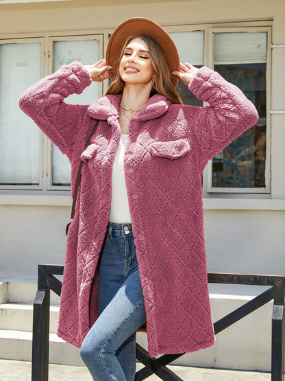 Texture Button Up Dropped Shoulder Coat-Angel Casuals