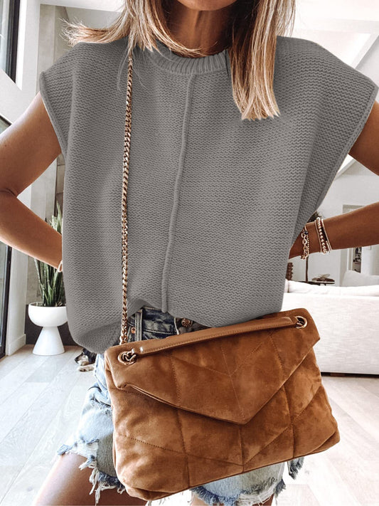 Cap Sleeve Sweater Vest-Angel Casuals