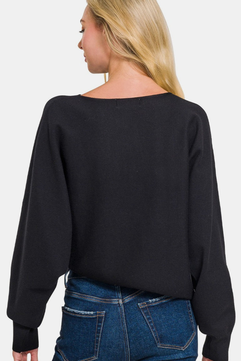 Zenana Asymmetric Hem Long Sleeve Sweater-Angel Casuals