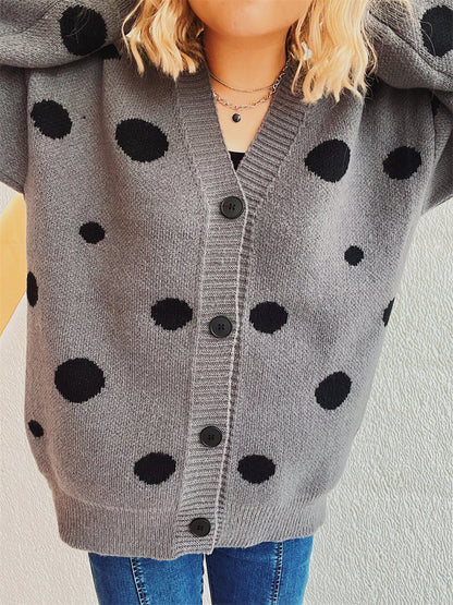 Polka Dot Button Up Cardigan-Angel Casuals