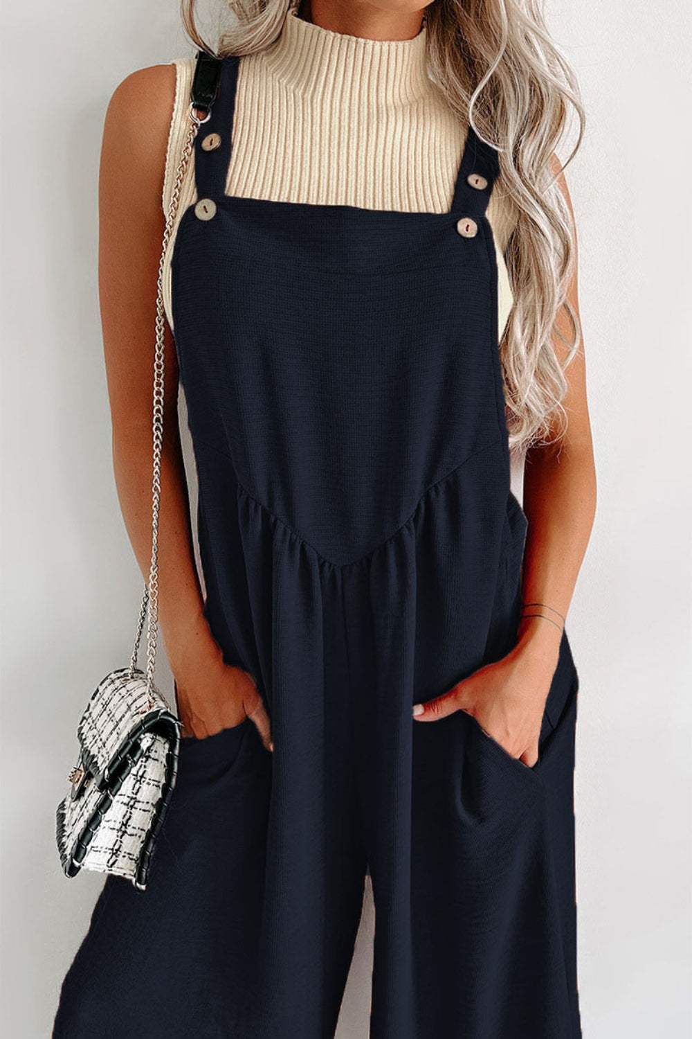 Square Neck Wide Strap Jumpsuit-Angel Casuals