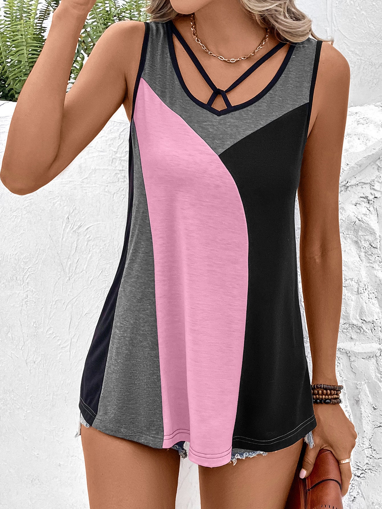 Color Block Tank Top-Angel Casuals