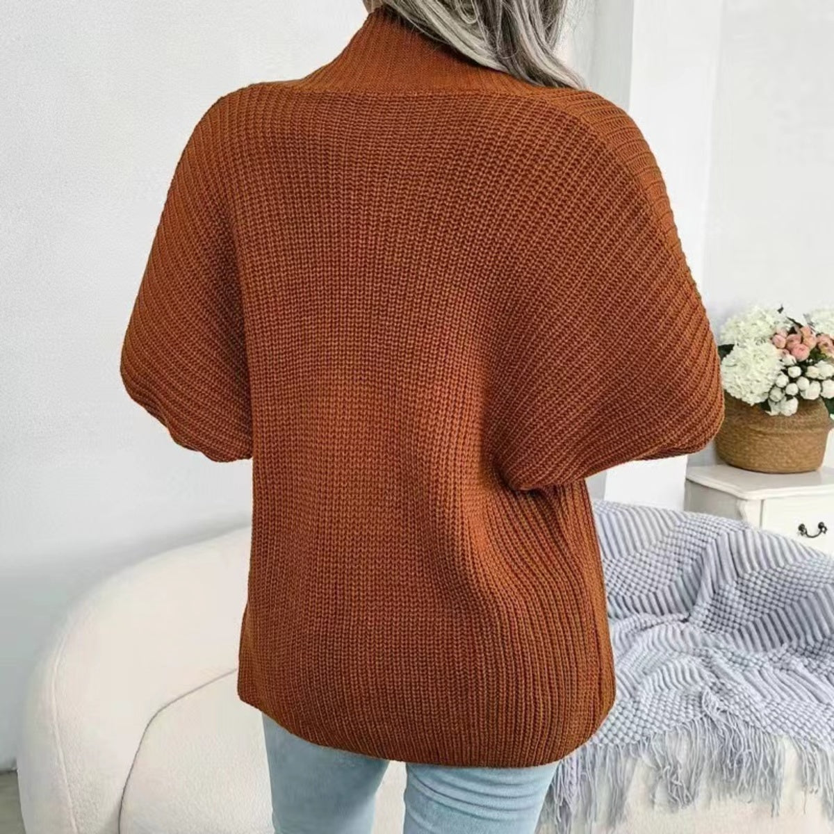 Open Front Lantern Sleeve Cardigan-Angel Casuals